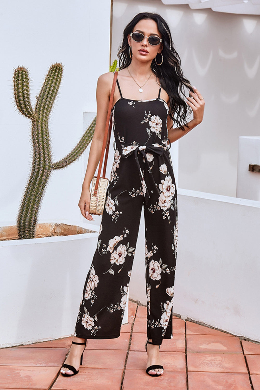 Printed Suspenders Jumpsuit