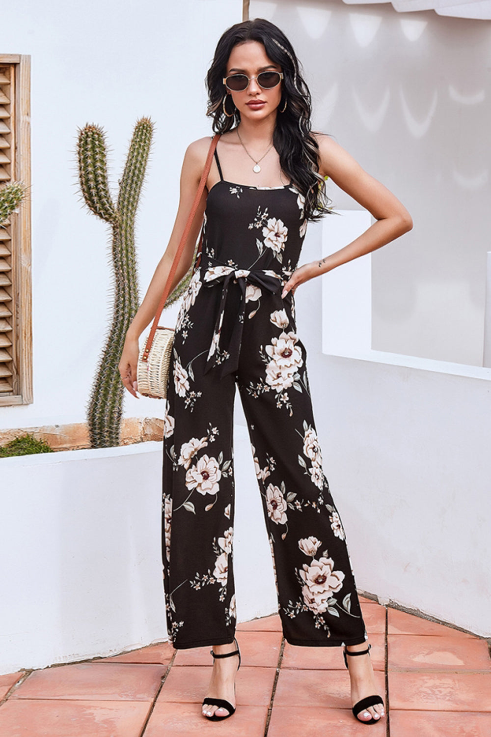 Printed Suspenders Jumpsuit