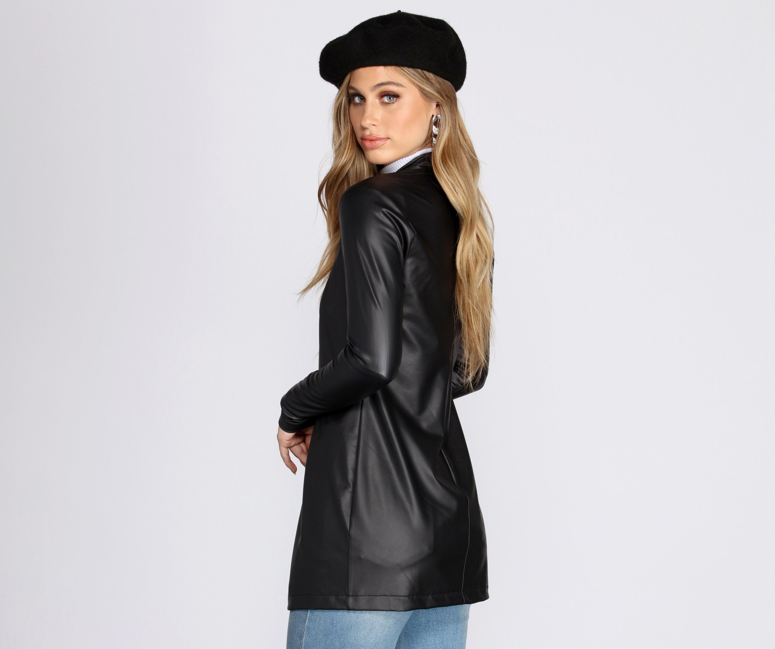 Classic Faux Leather Blazer