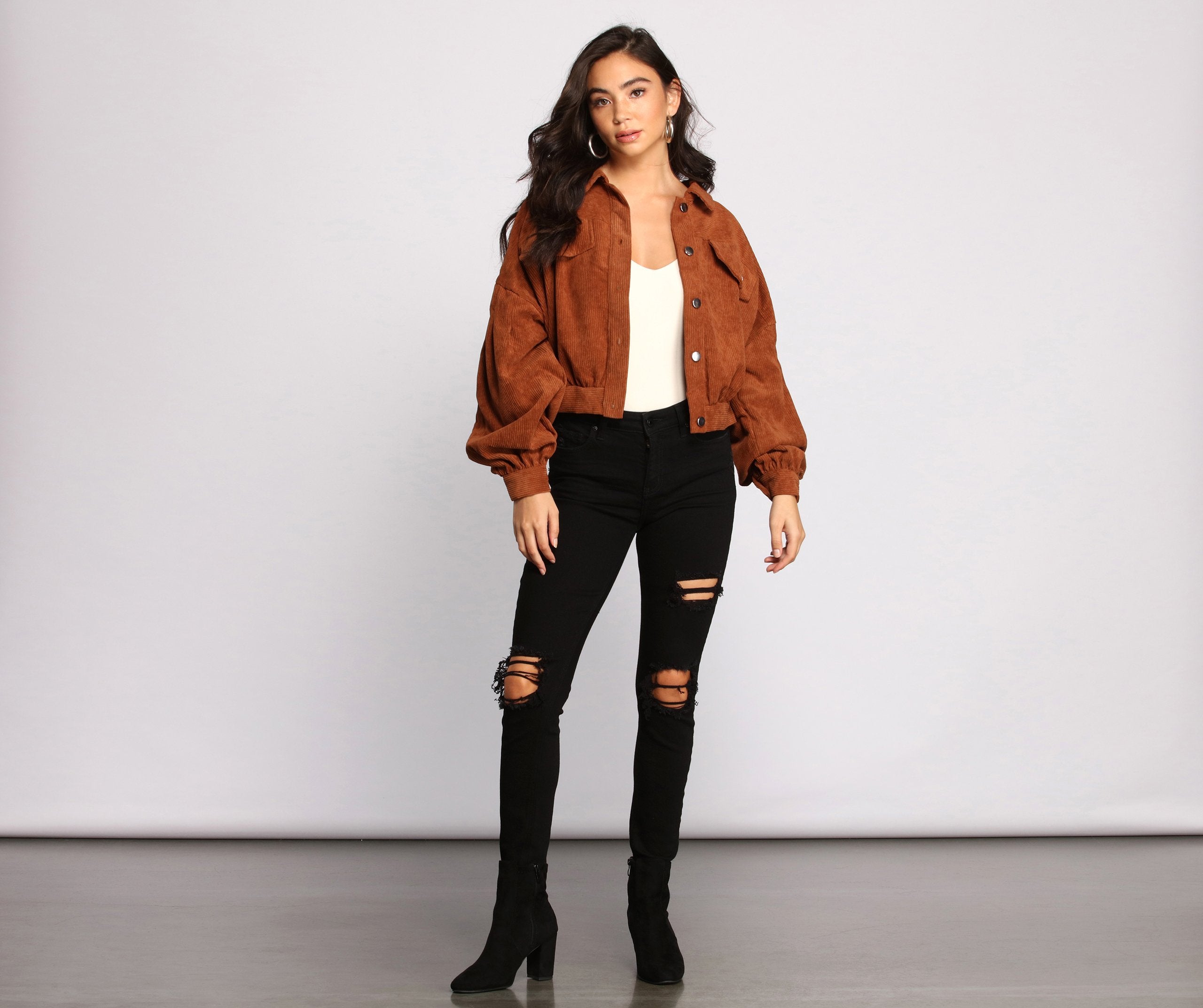 Casually Cute Button-Front Corduroy Jacket