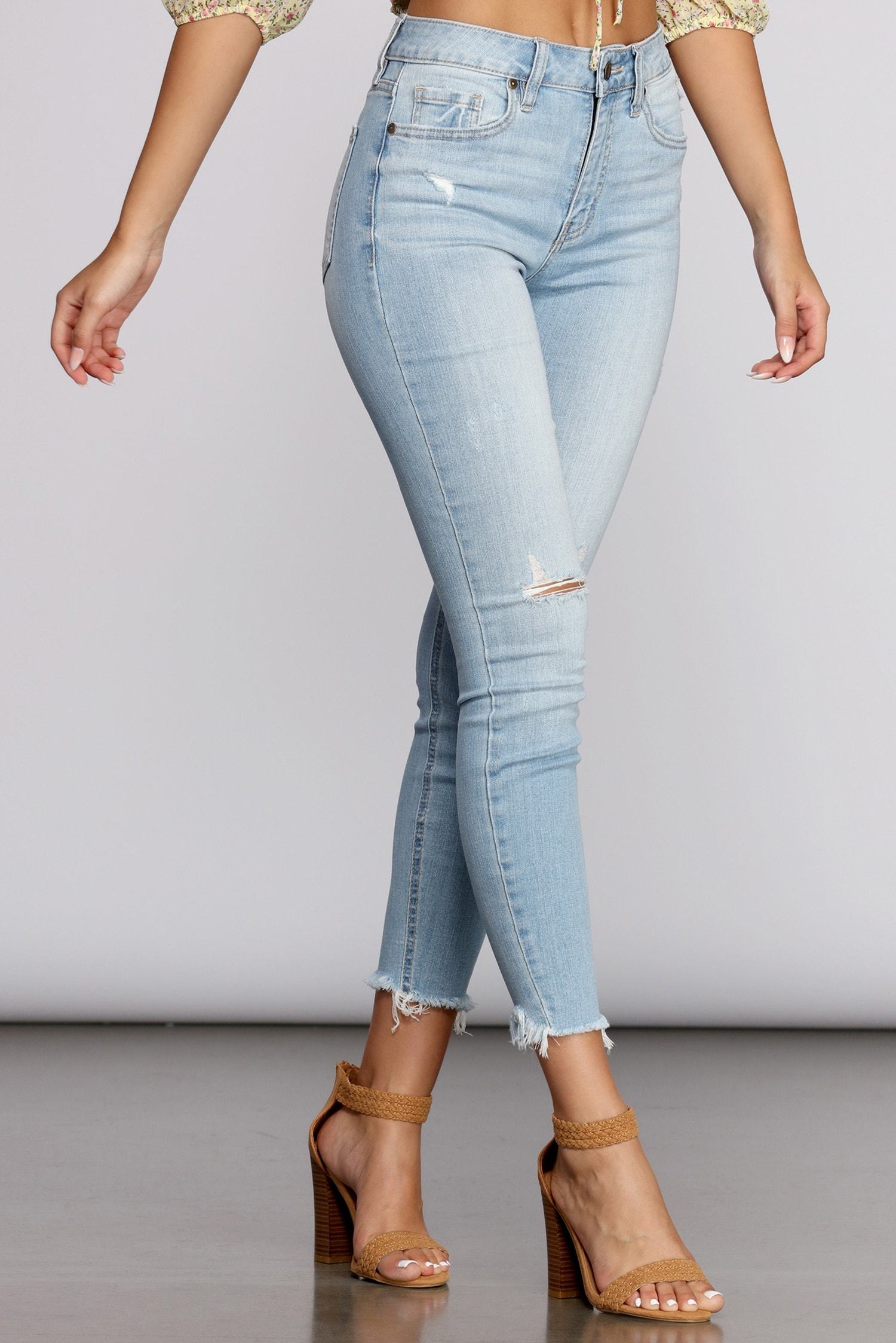 Clara High Rise Frayed Hem Jeans