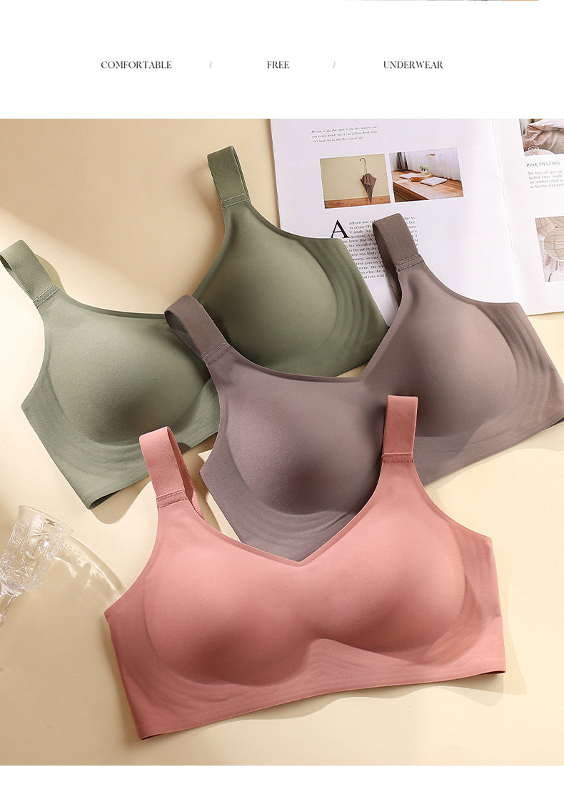 Seamless for Women Wireless Free Active V Neck Soft Full Coverage Comfort Bra