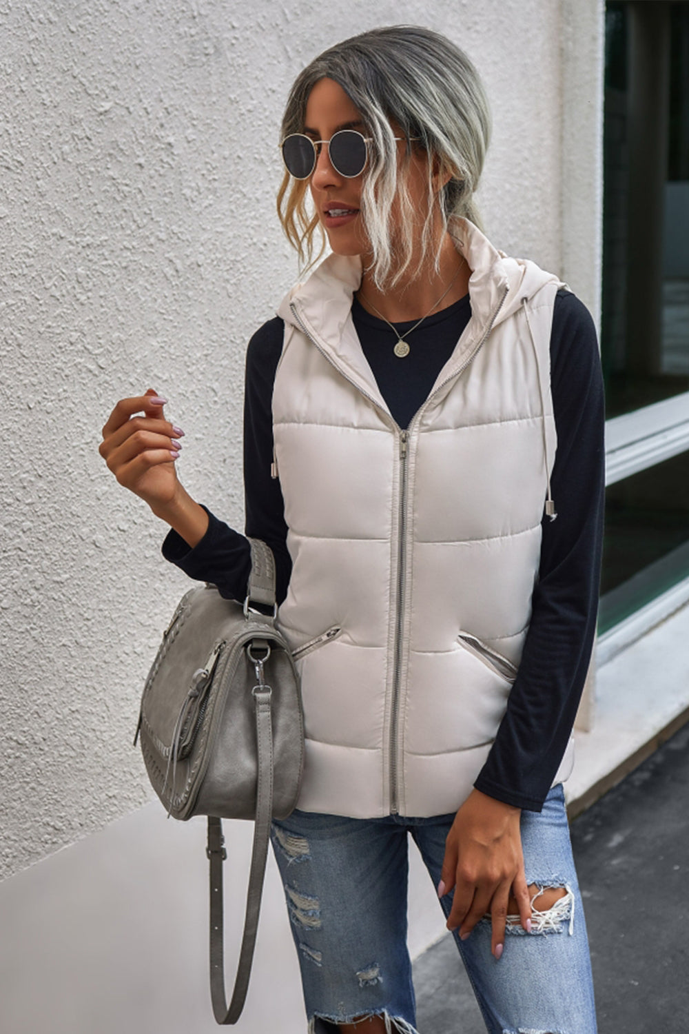 Zip Pocket Hooded Vest