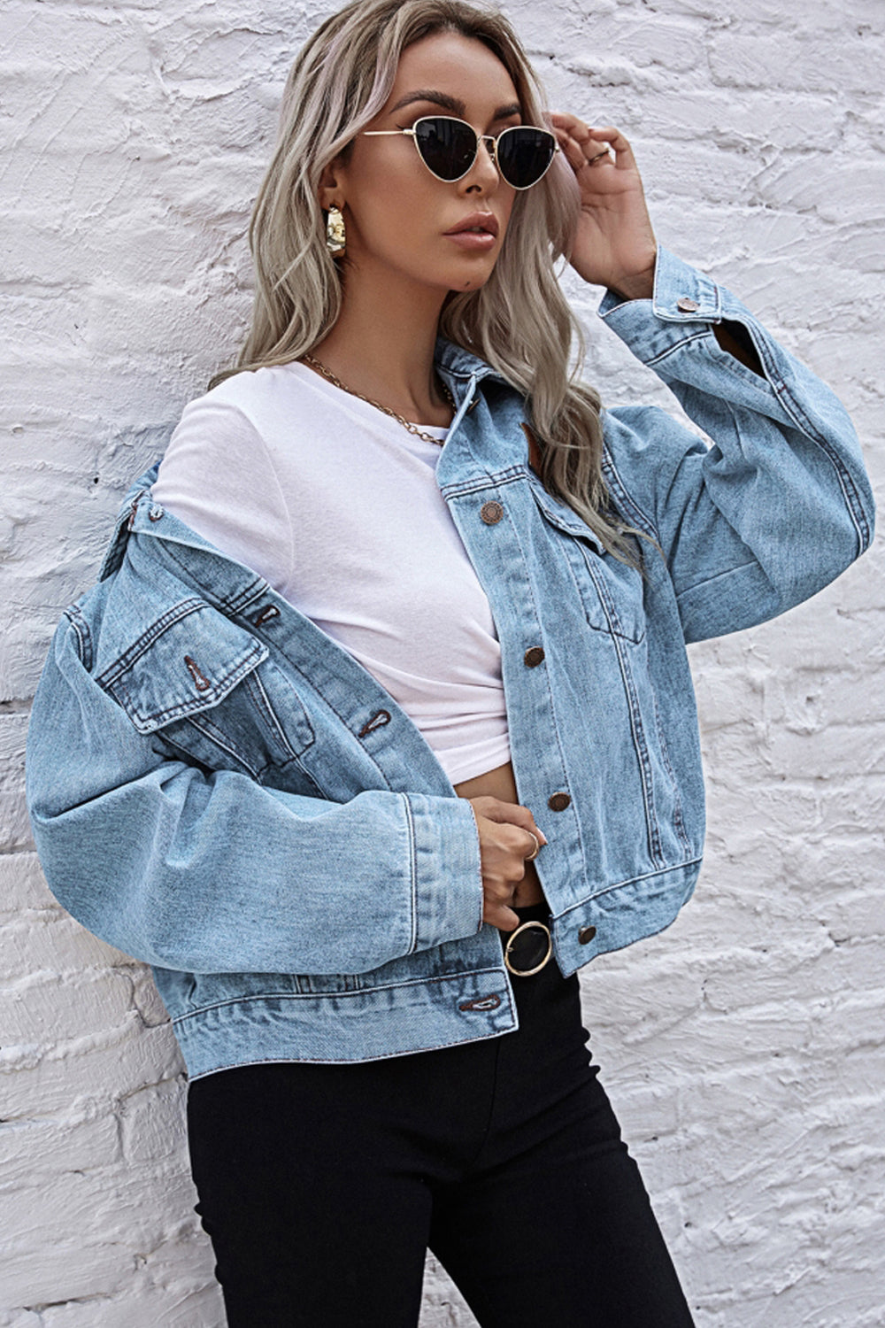 Pocket Button Loose Denim Jacket