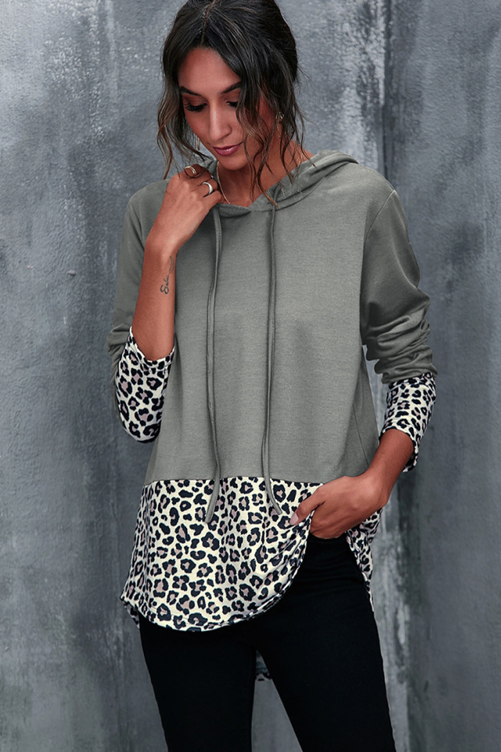 Leopard Print Stitching Top