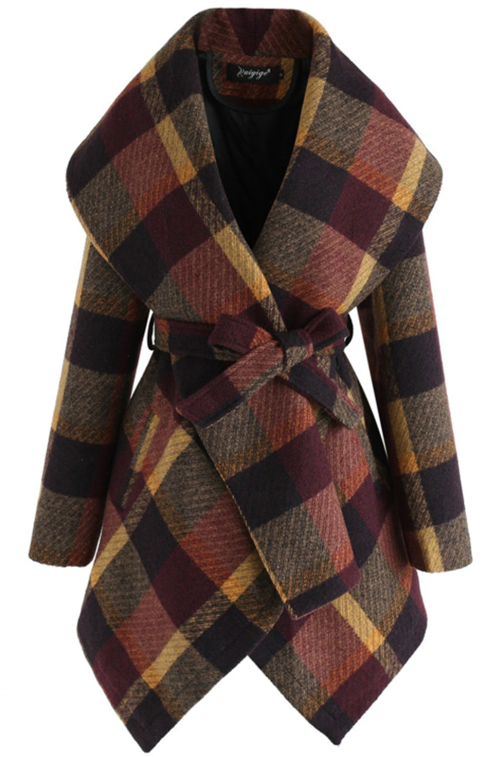 Tweed Belt Plaid Coat