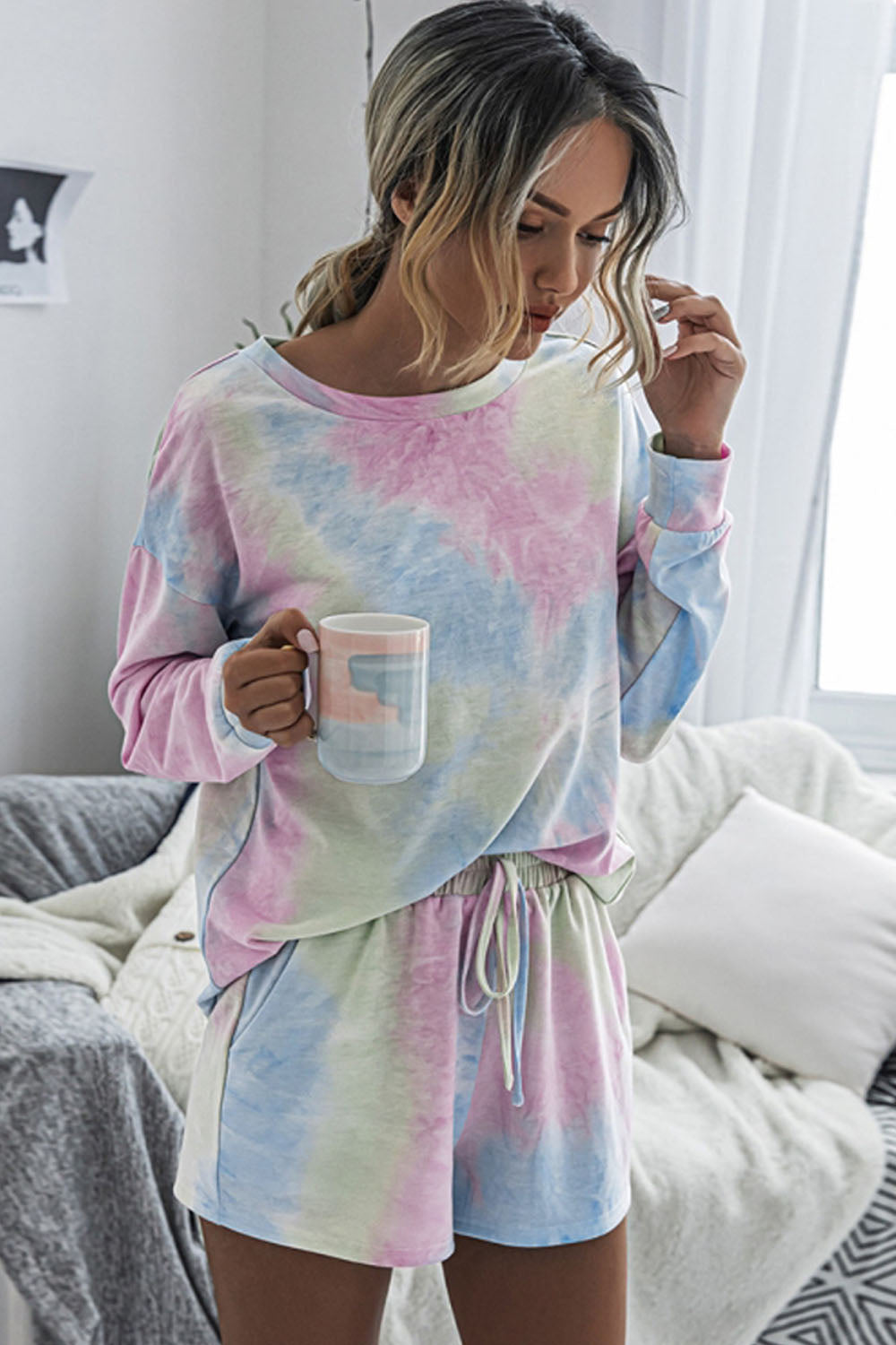 Tie-Dye Short-Sleeved Shorts Pajamas