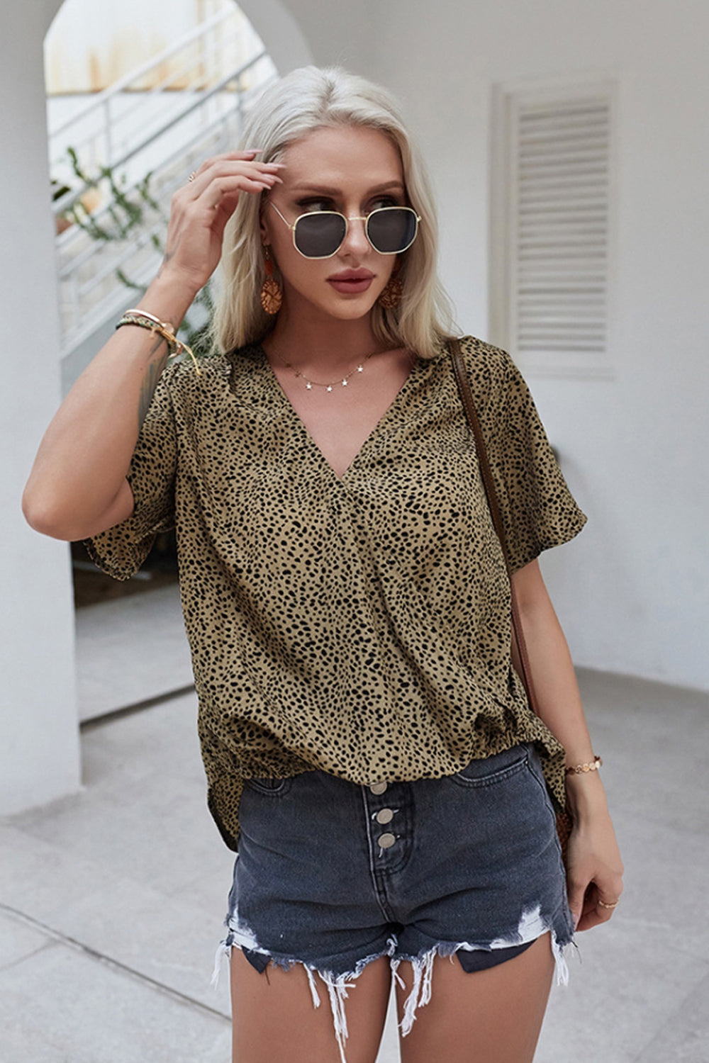 Leopard Print Short Sleeve Shirt