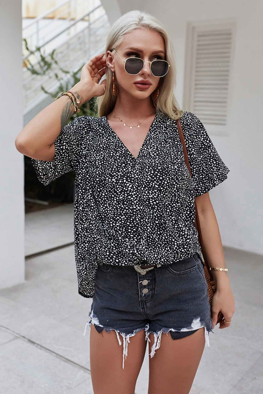 Leopard Print Short Sleeve Shirt