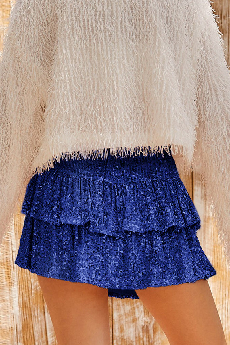 Casual Solid Sequins Pleated High Waist Type A Patchwork Bottoms