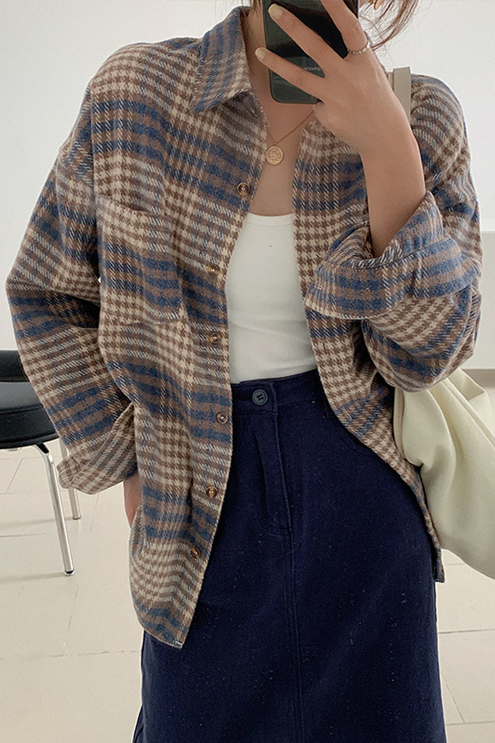 Thickening Tweed Plaid Shirt