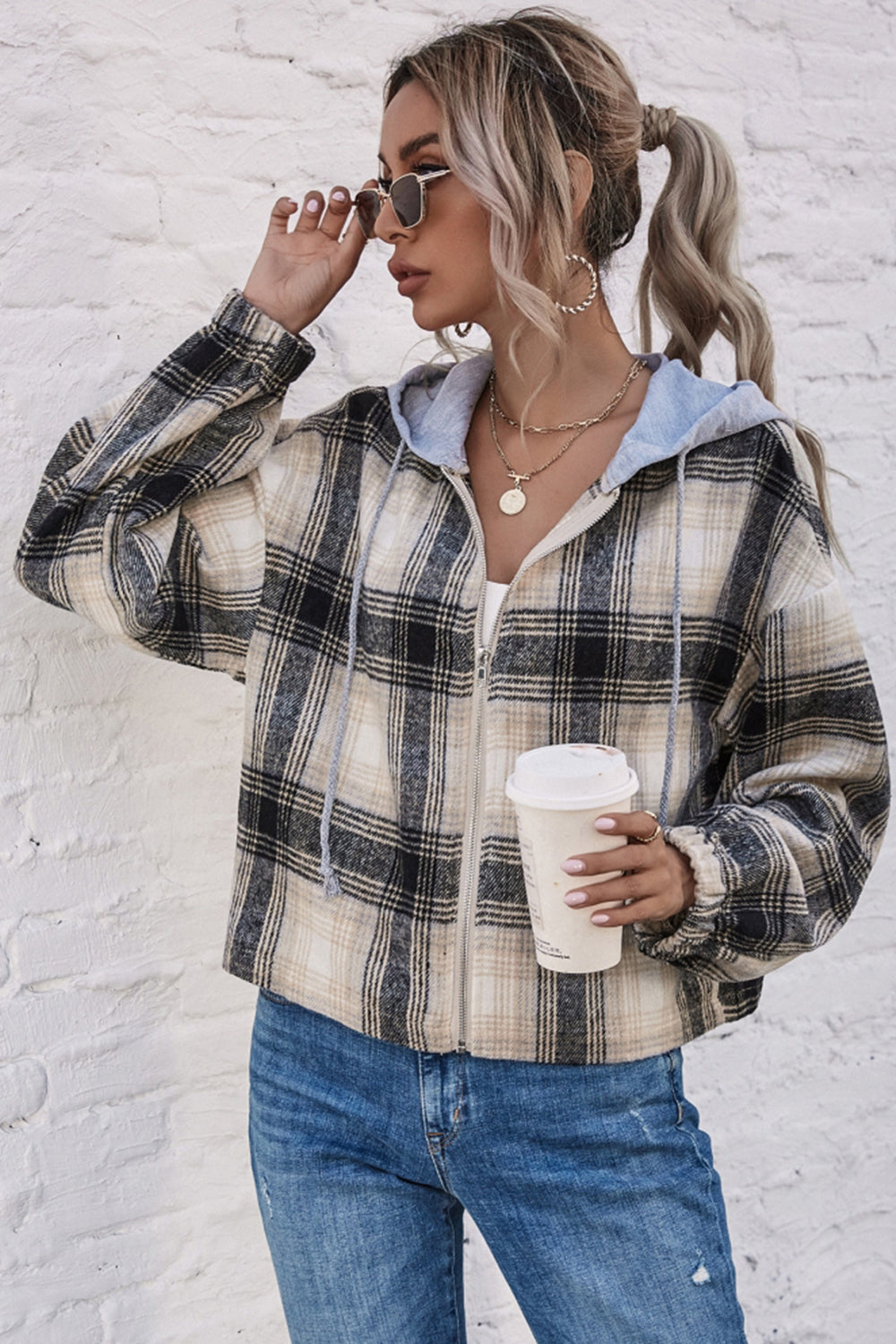 Plaid Hooded Jacket