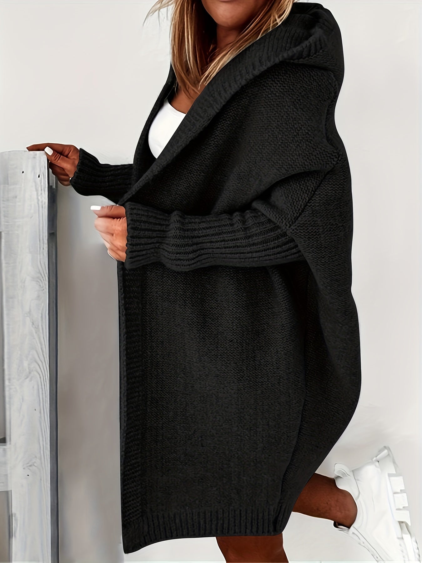 Oversized Hooded Knitted Cardigan