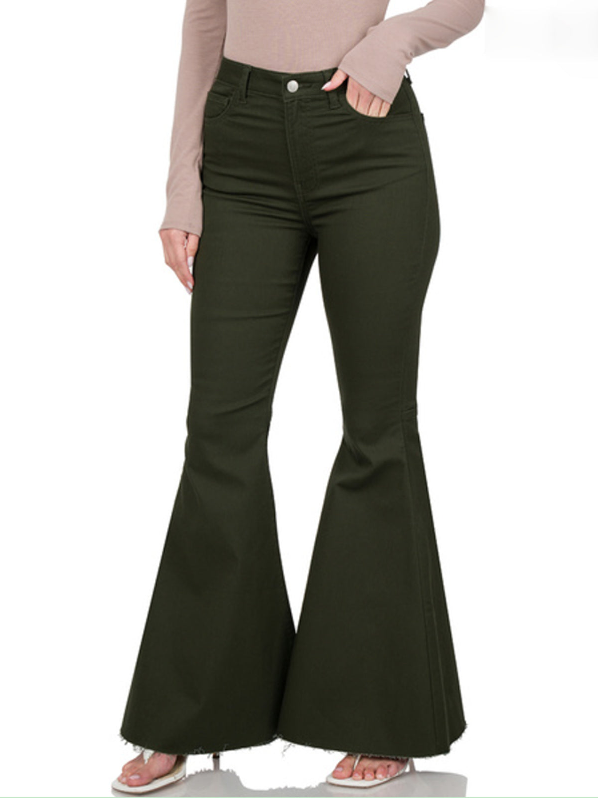 Zenana Plus Size High Rise Super Flare Denim Pants