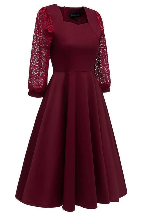 Chic Burgundy A-line Homecoming Dress With Long Sleeves