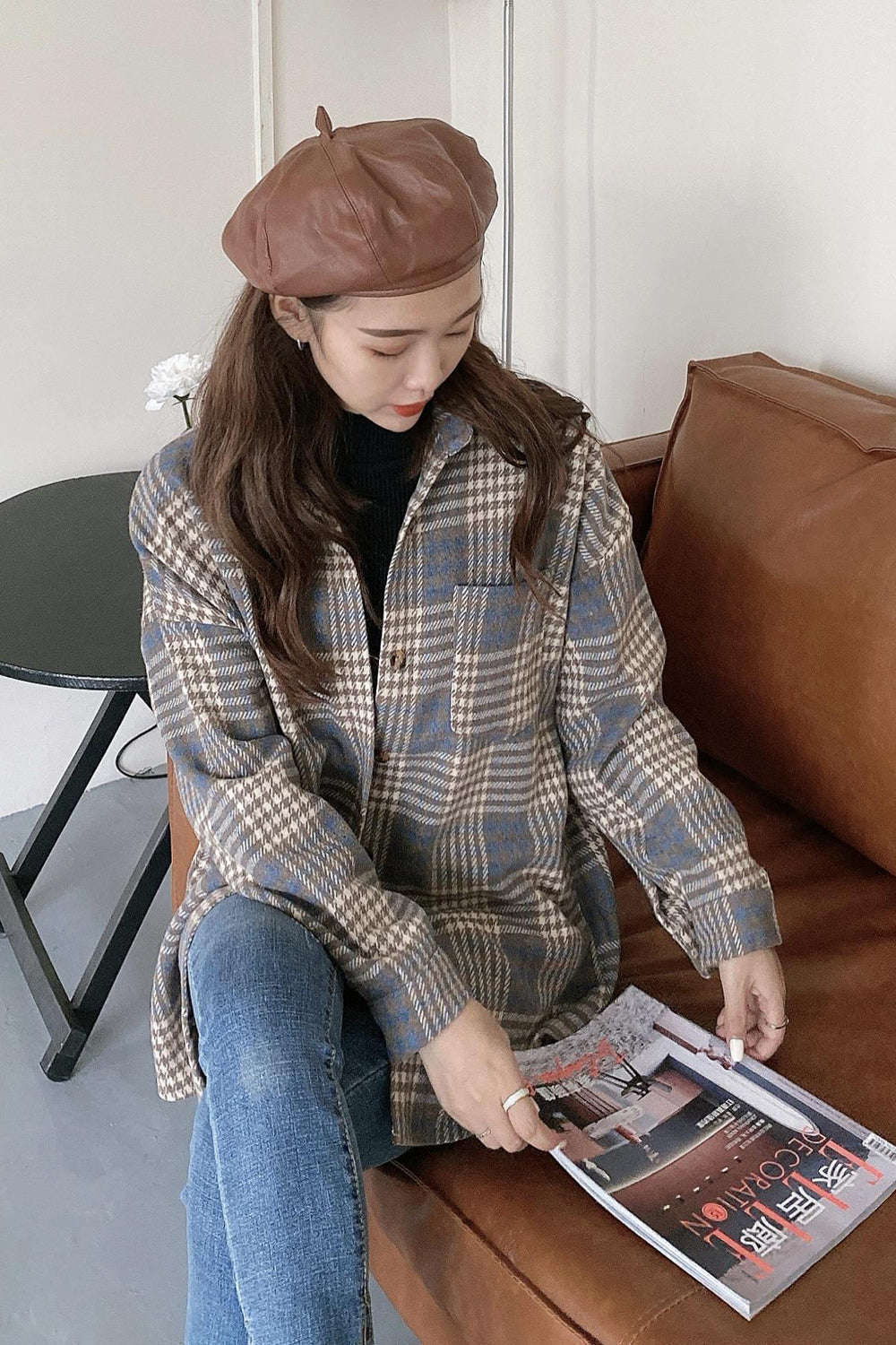 Plaid Frayed Flannel Shirt