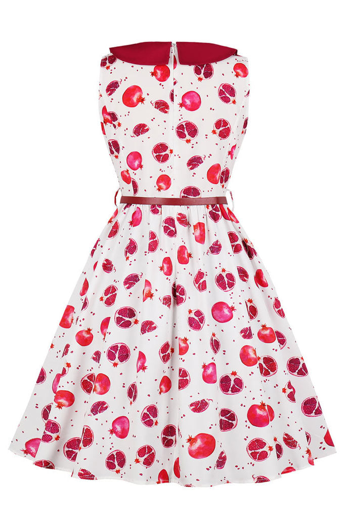 Fruit Print Sleeveless Retro Dress