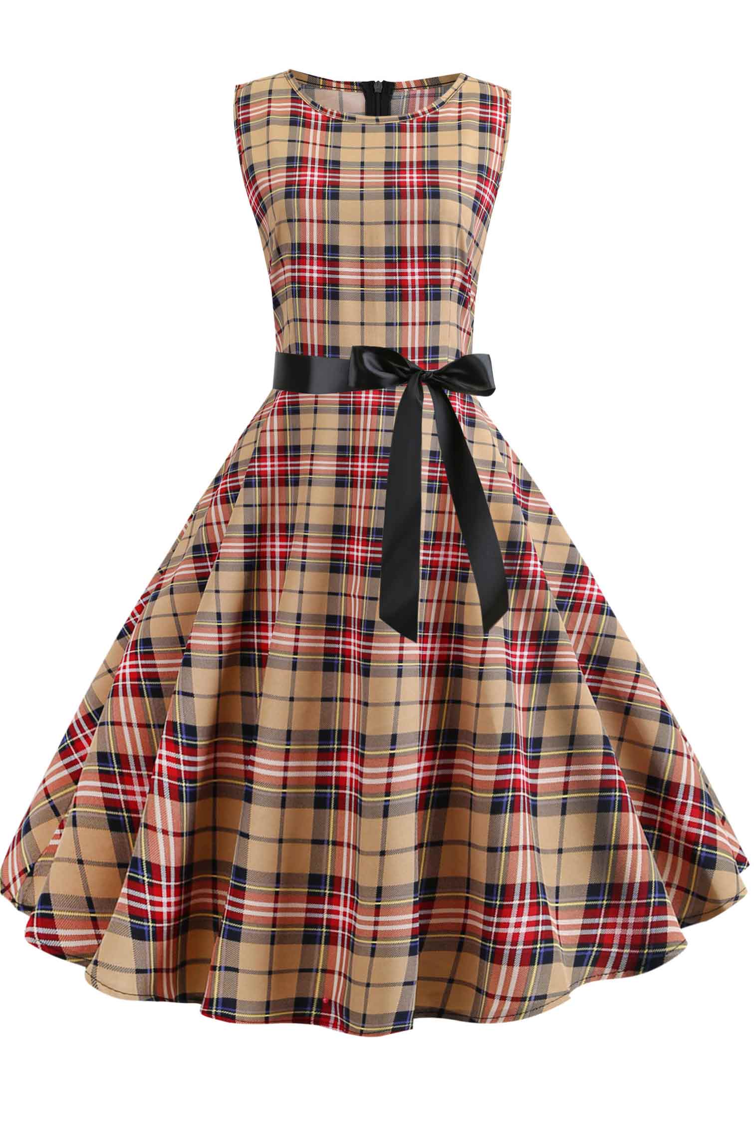 Gingham Sleeveless Graduation Dress