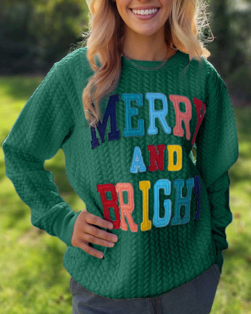 Merry and Bright printed pullover sweatshirt