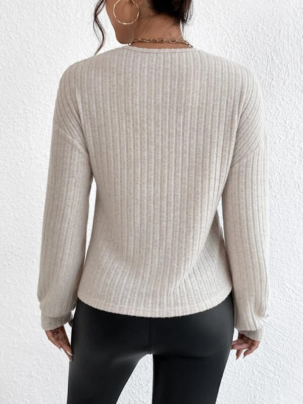 CozyKnit V-neck crossover pullover sweater