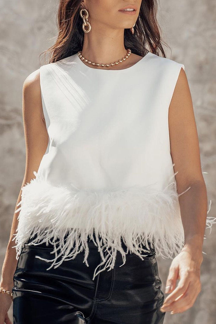 Be The Drama Feather Trim Blouse