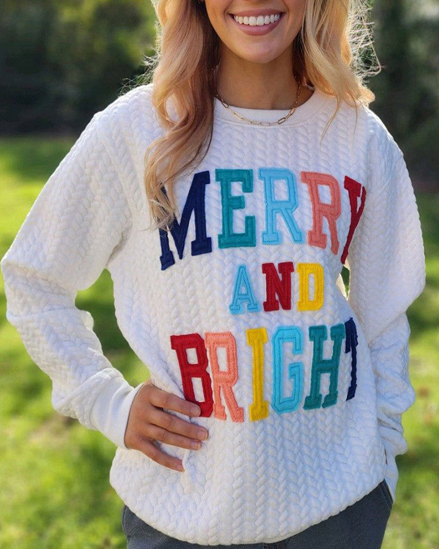 Merry and Bright printed pullover sweatshirt