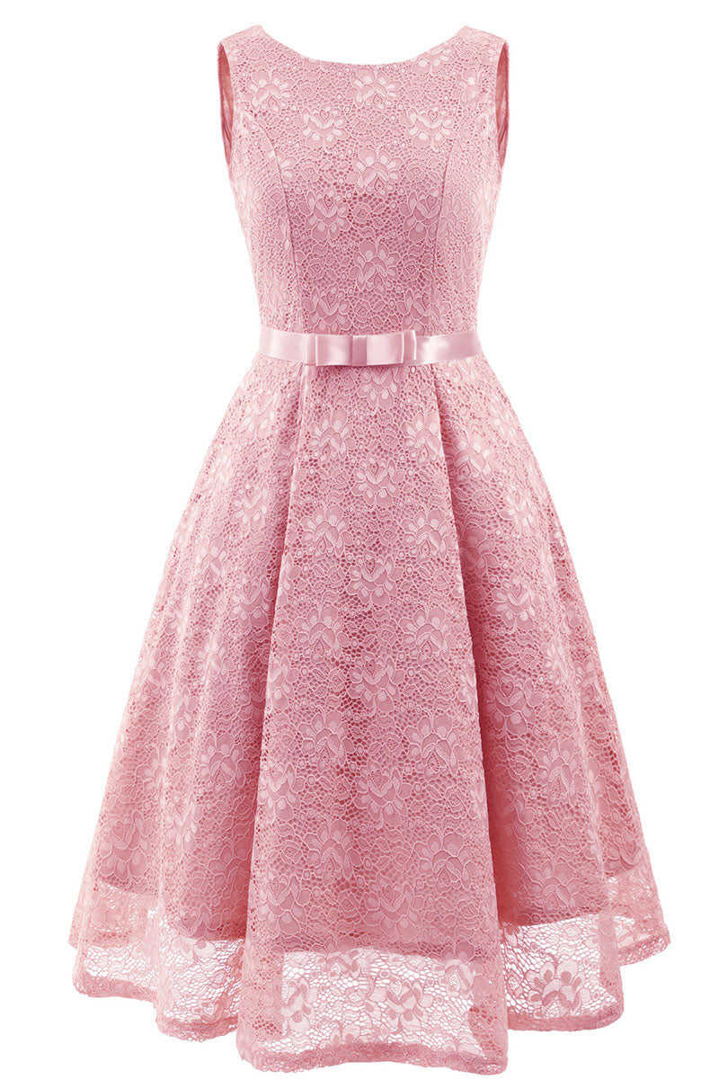 Pink Sleeveless A-line Princess Prom Dress