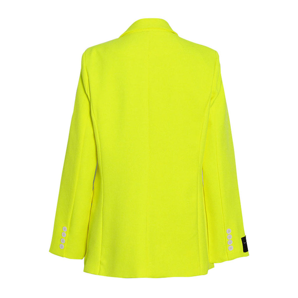 Ambitious Neon Notch Lapel Flap Pocket Long Sleeve Flap Pocket Boxy Blazer