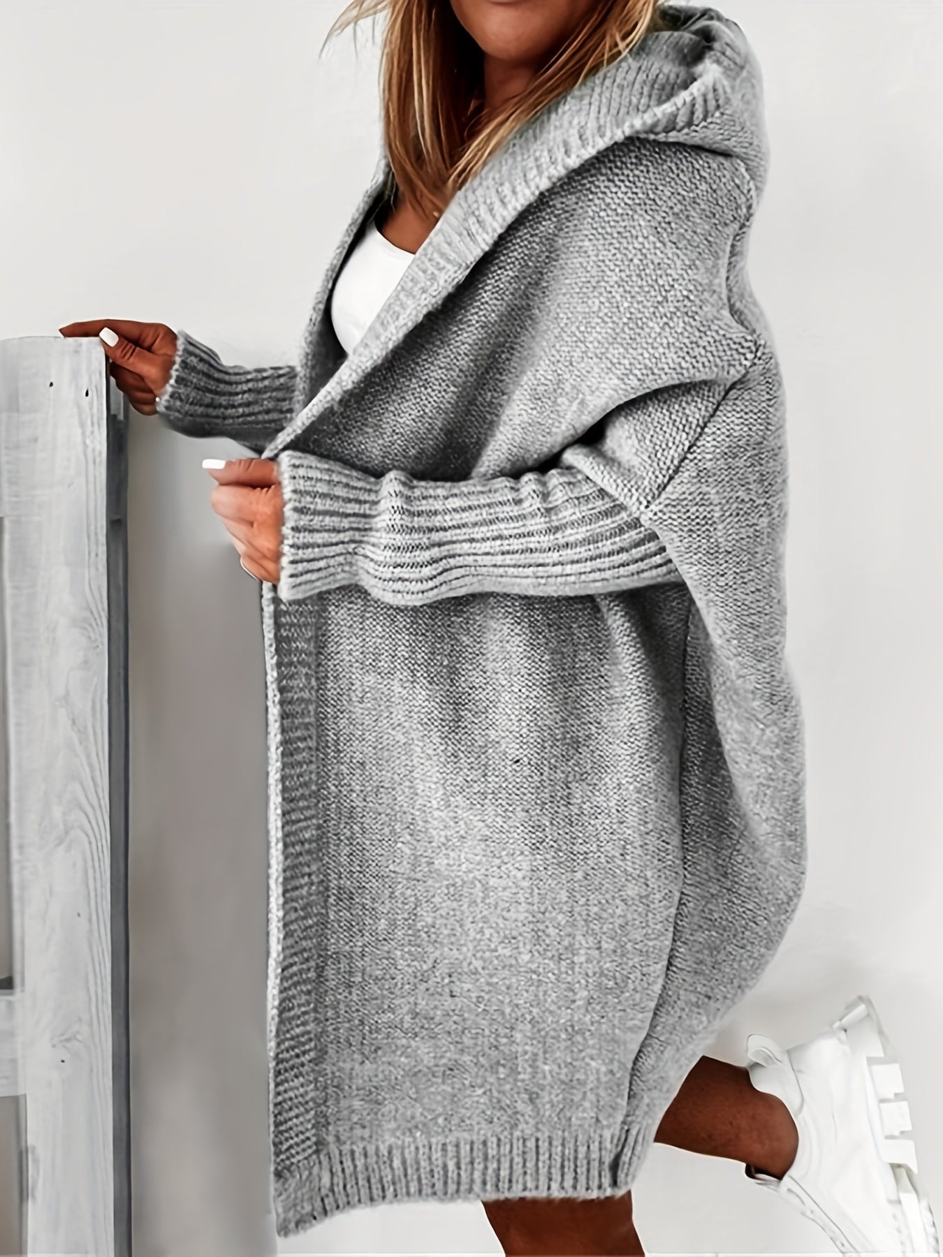 Oversized Hooded Knitted Cardigan