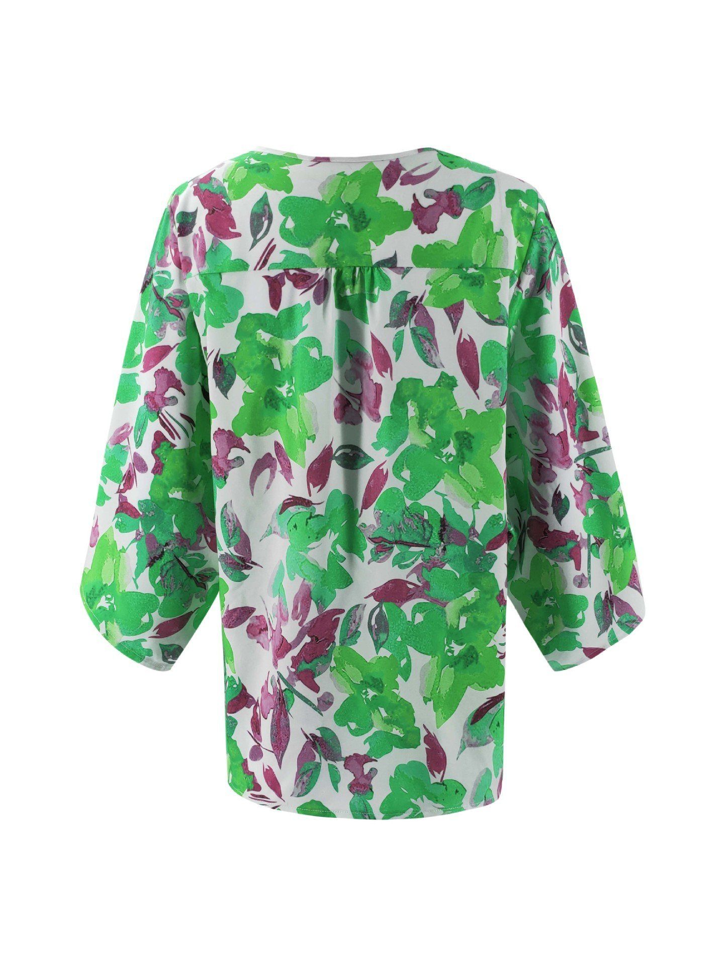 Floral Batwing Sleeve Buttons Top