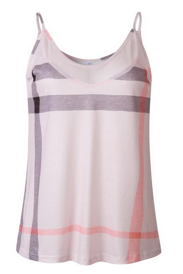 Gauze Printed Suspender Halter Design T-shirt