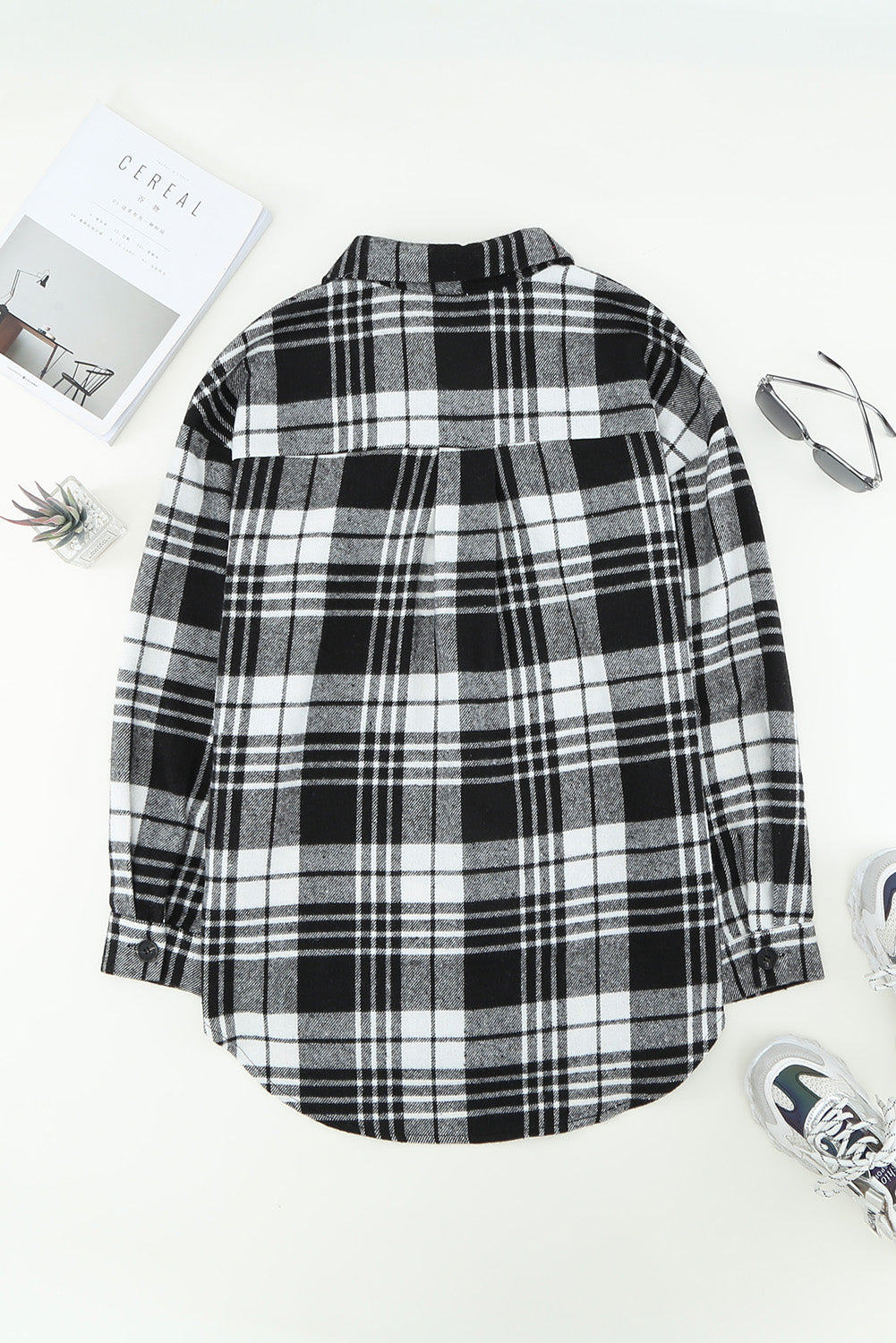 Grid Print Boyfriend Shacket