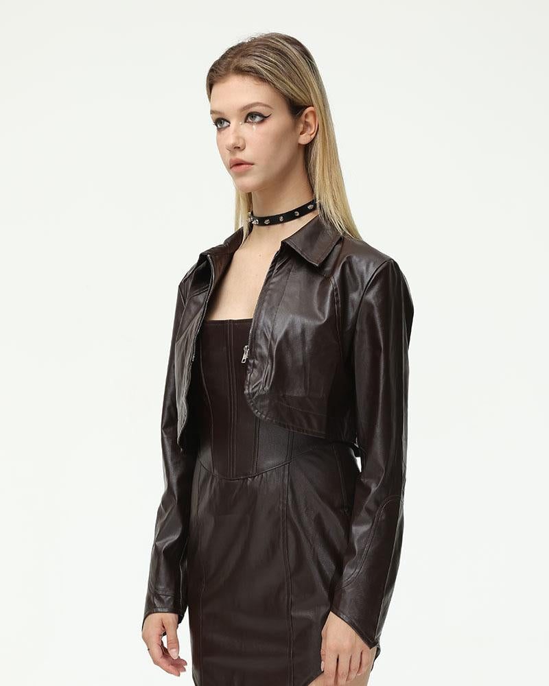 Equestrianess Pleather Cropped Jacket