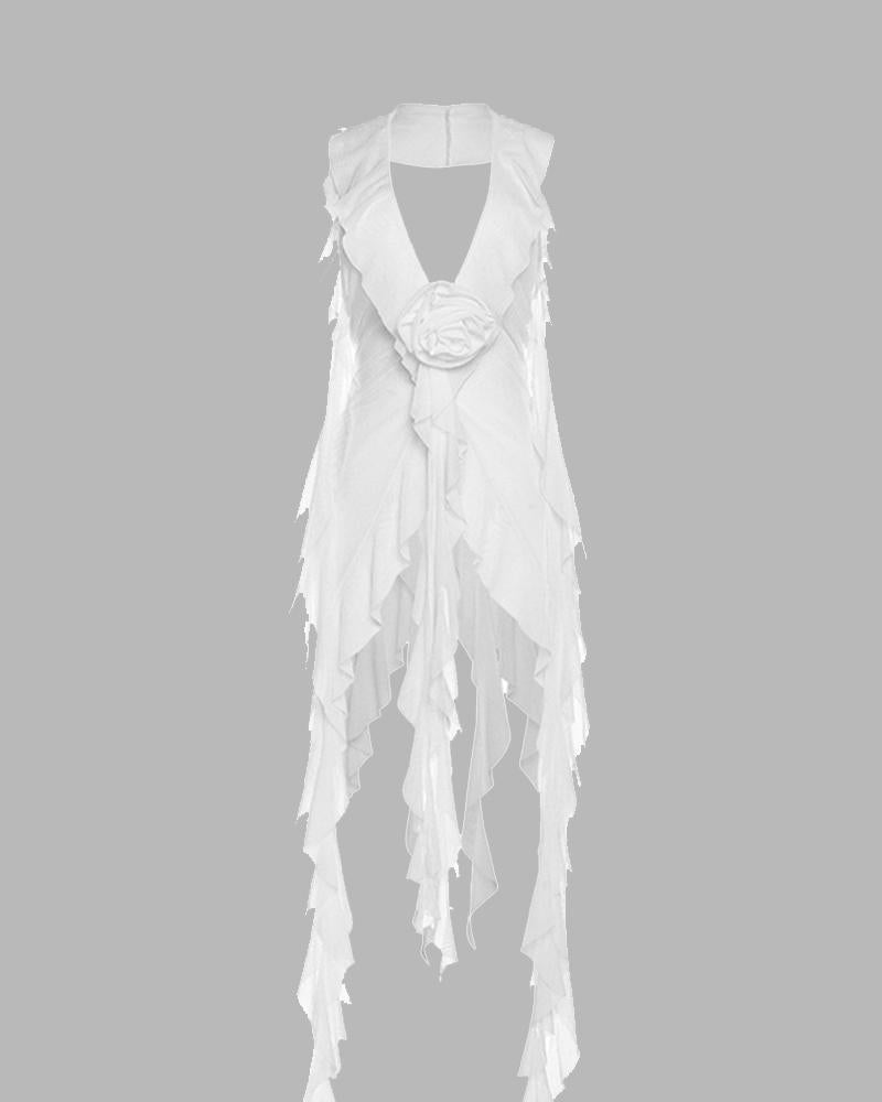 Ethereal Ruffle Tie Cover Up