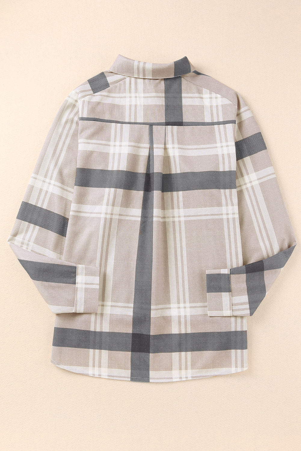 Khaki High Low Brushed Plaid Oversize Shacket