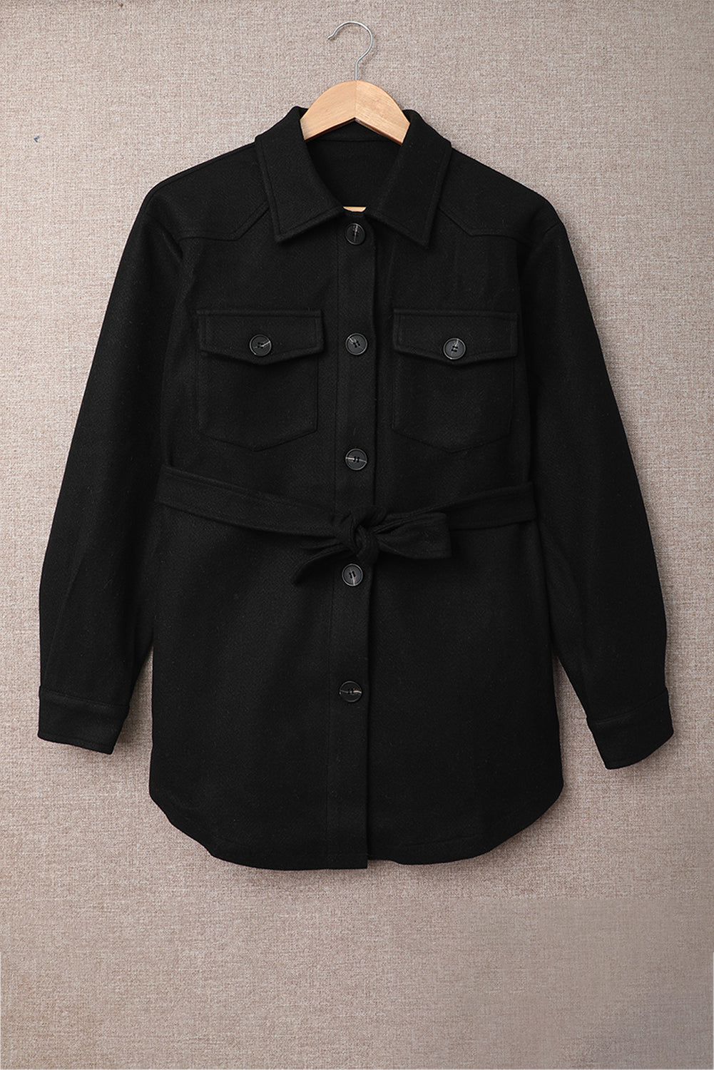 Lapel Button-Down Coat With Chest Pockets