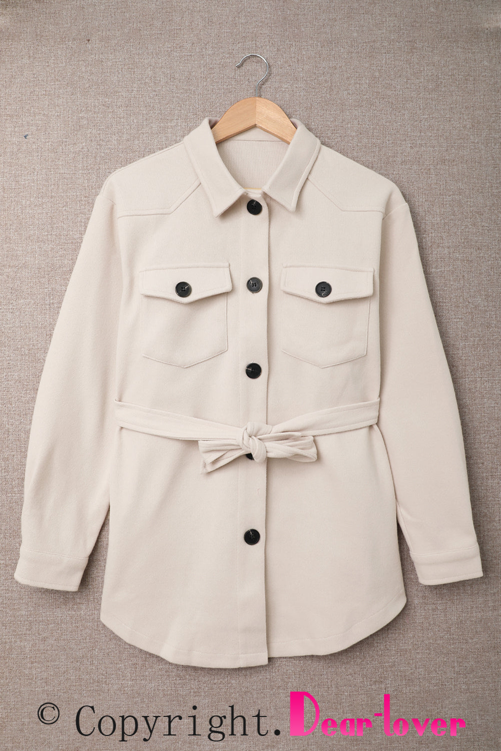 Lapel Button-Down Coat With Chest Pockets