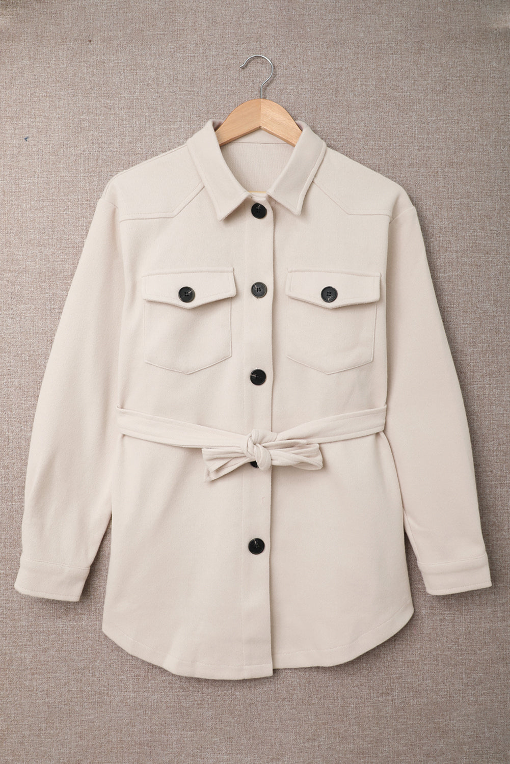 Lapel Button-Down Coat With Chest Pockets