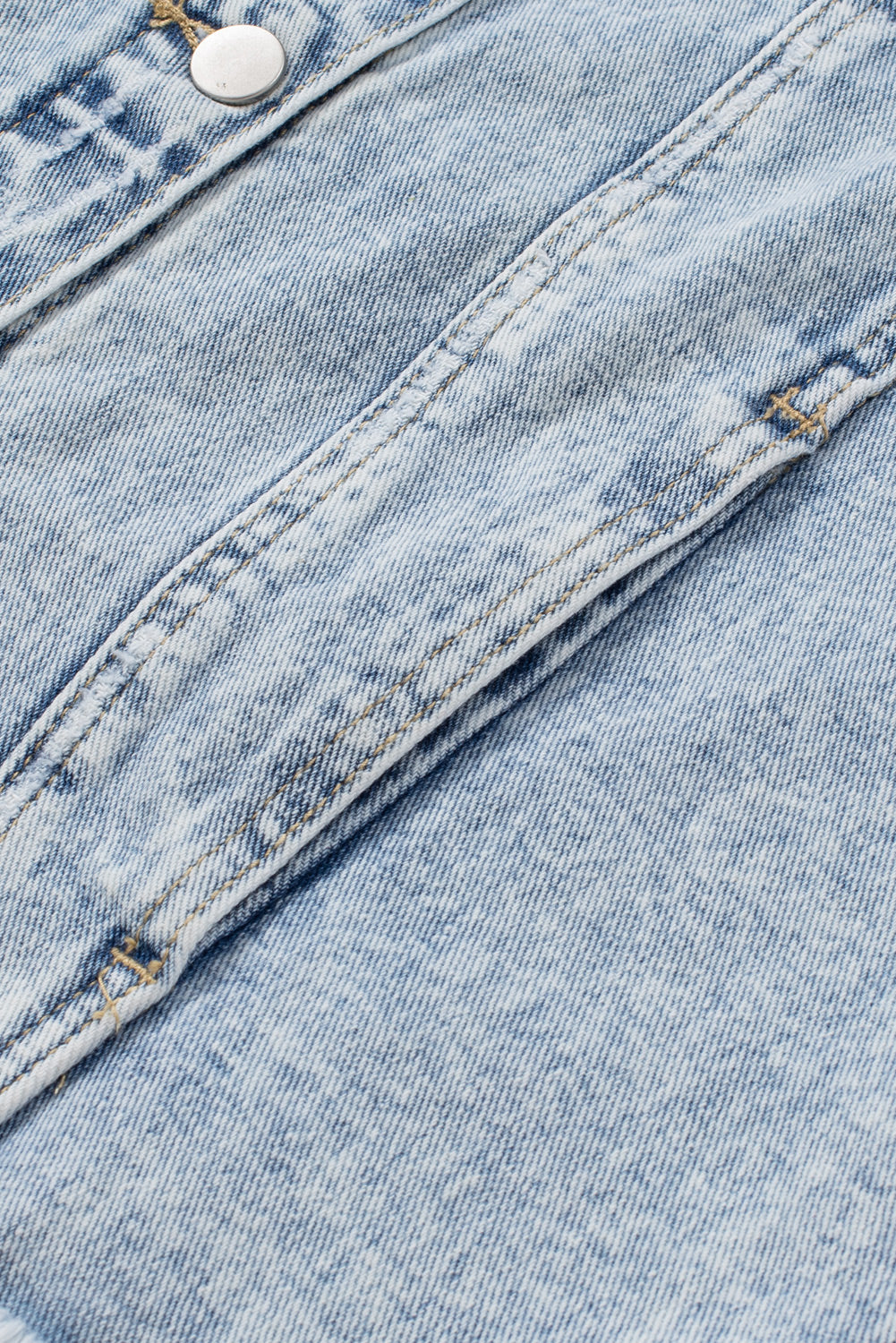 Lapel Distressed Raw Hem Buttons Denim Jacket