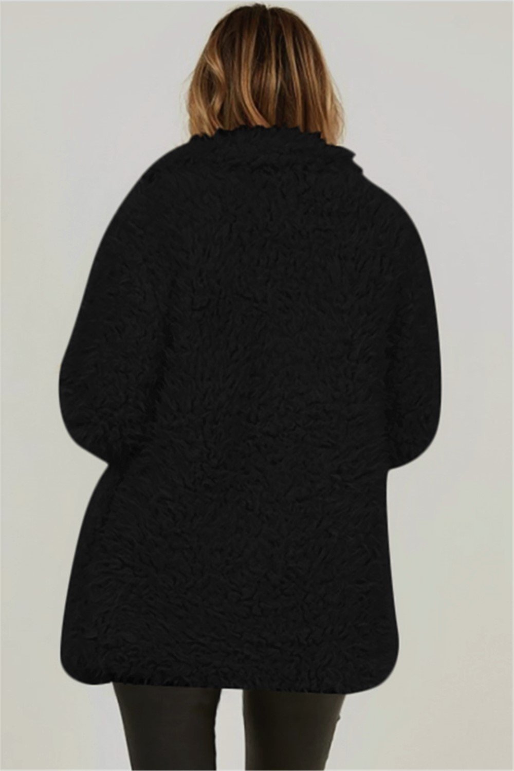 Open Front Turtleneck Velour Coat