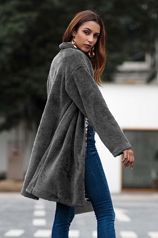 Solid Colour Open Front Coat